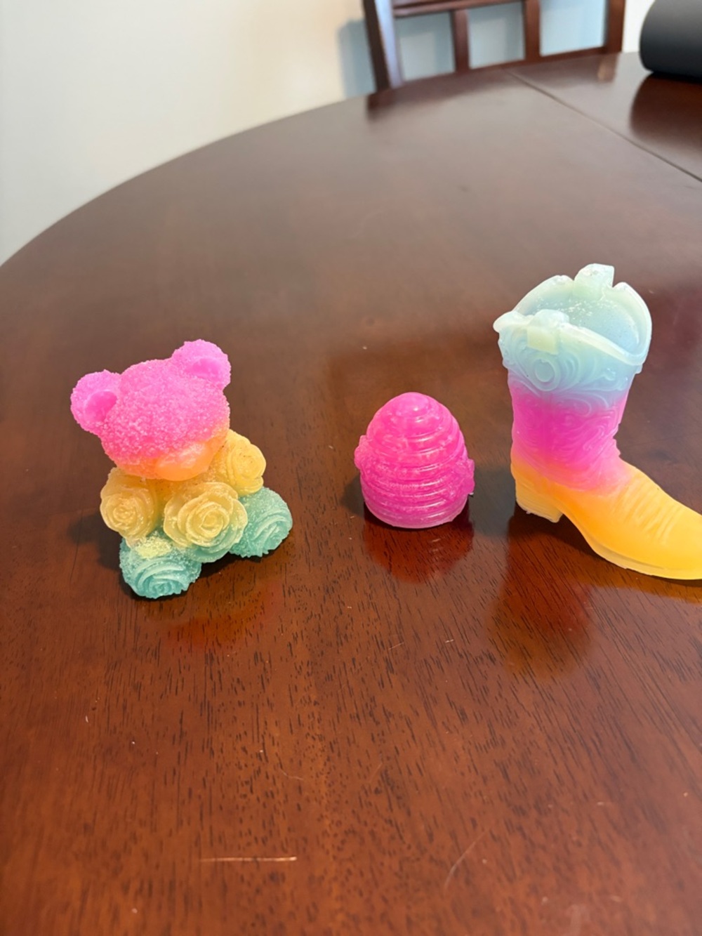 Rainbow Pastel Toy Set - Pink, Yellow & Teal Collectible Figures 3 piece set